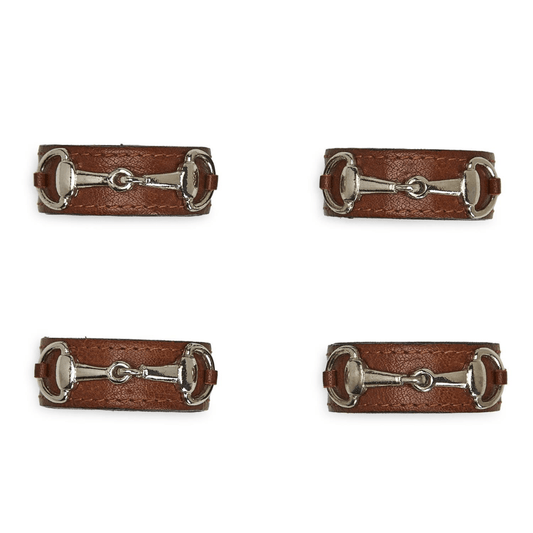 Genuine Leather Napkin Rings with Horse Bit Accent.