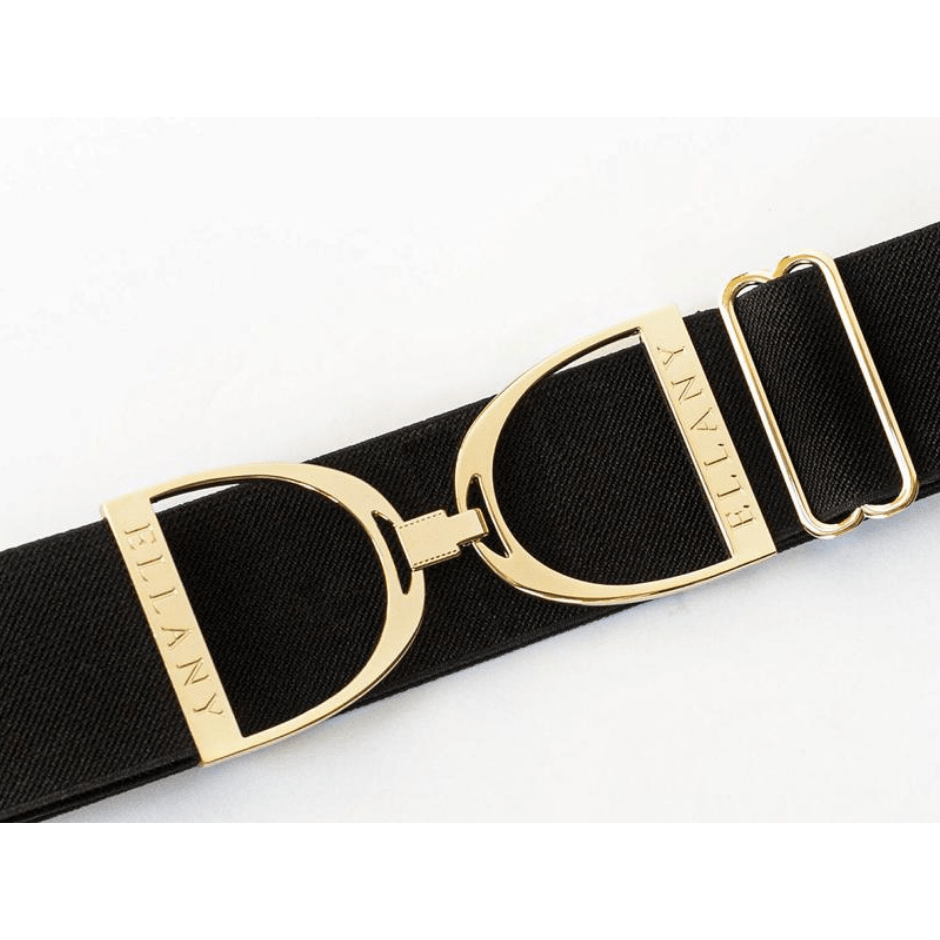 ellany 2" stirrup elastic belt black and gold