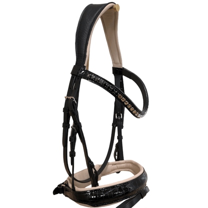 Otto Schumacher Tokyo Snaffle Bridle with Sand Padding & Shiny Animal Patent