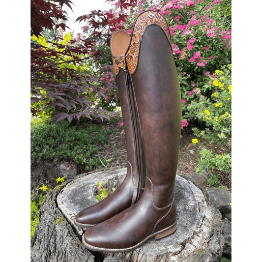 Custom DeNiro Bellini Dressage Boot - Caprice Nuvolato Café & Anna Cuoio Aurora