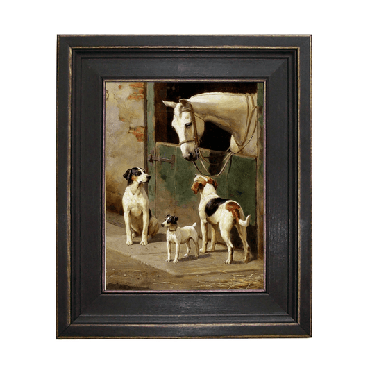 Dogs & Horse At Stable Print
