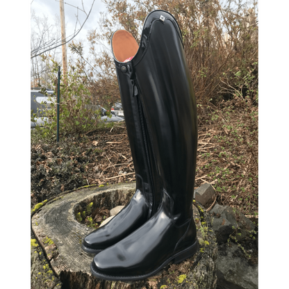 Custom DeNiro Bellini Dressage Boot - Brushed Black with Black Patent Rondine Top