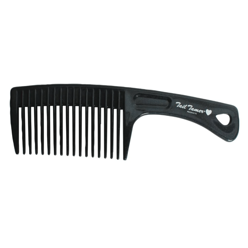 Black comb against a white background