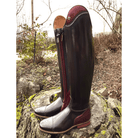 Custom DeNiro Raffaello Dressage Boot - Brushed Burgundy with BG Uptop, Swarovski, Stretch Panel & Comfort Knee