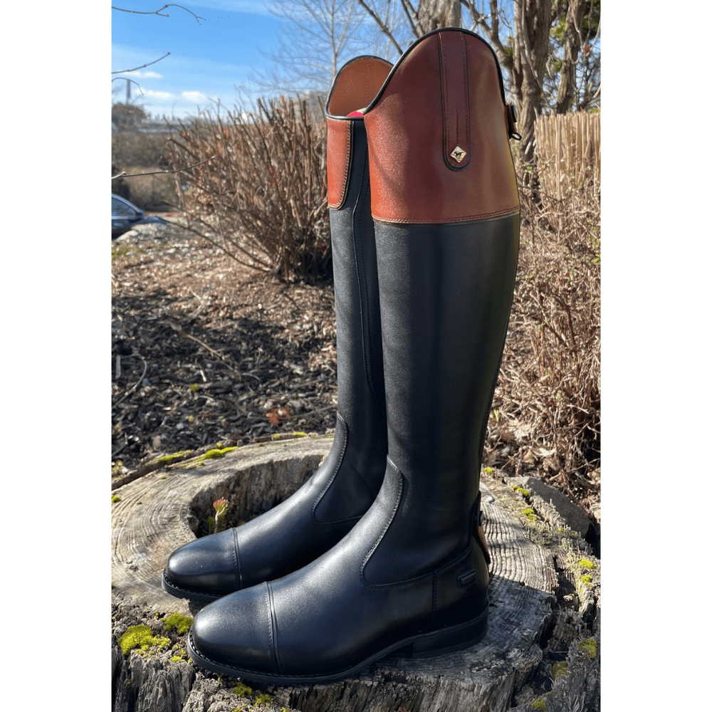 Custom DeNiro Dress Boot - Vintage Brandy Hunter Classic Top with Brushed Brown Piping
