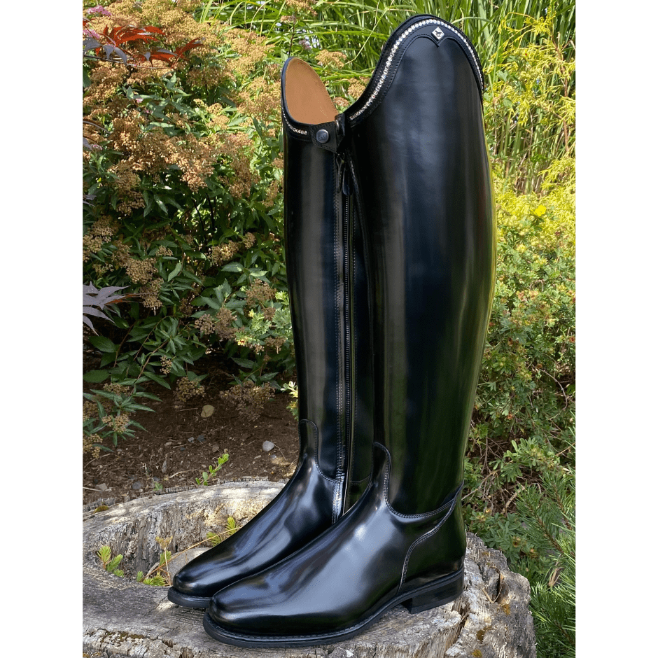 Custom DeNiro Raffaello Dressage Boot - Brushed Black with Rondine & Swarovski