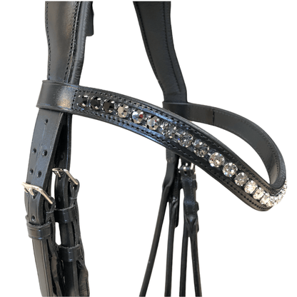 *Otto Schumacher Bellevue Rolled Double Bridle Patent Black - Horse