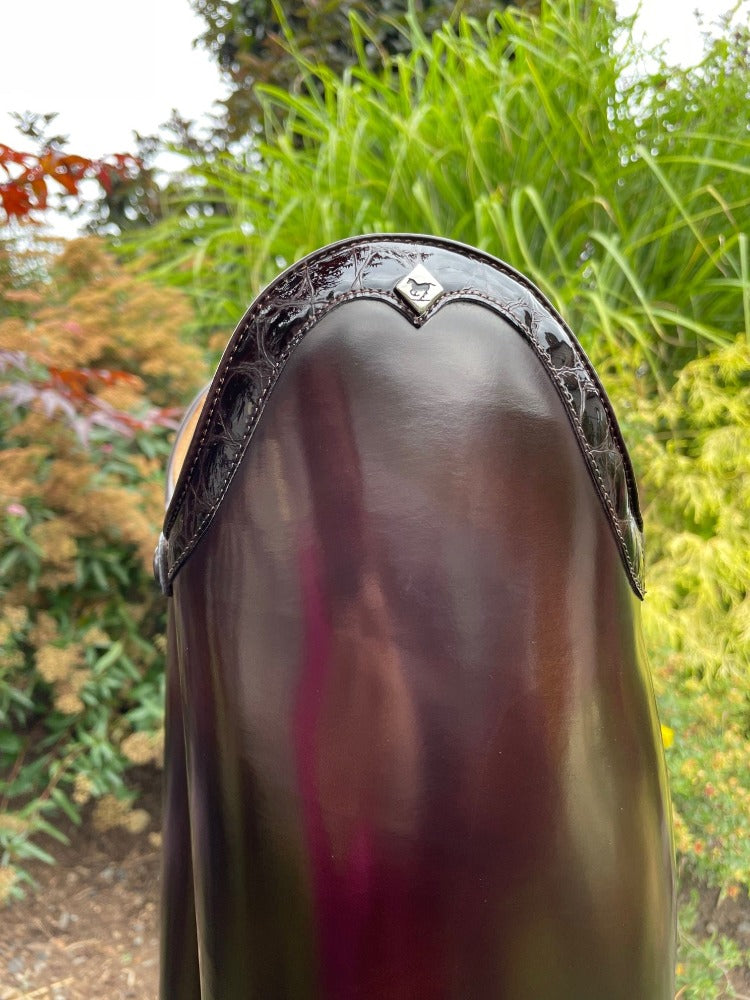 Custom DeNiro Bellini Dressage Boot - Brushed Brown with Lucidi Moka Rondine & Winged Toe