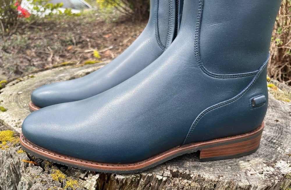 Custom DeNiro Bellini Dressage Boot - Blue Oceano with Roseto Blue Uptop & Swarovski