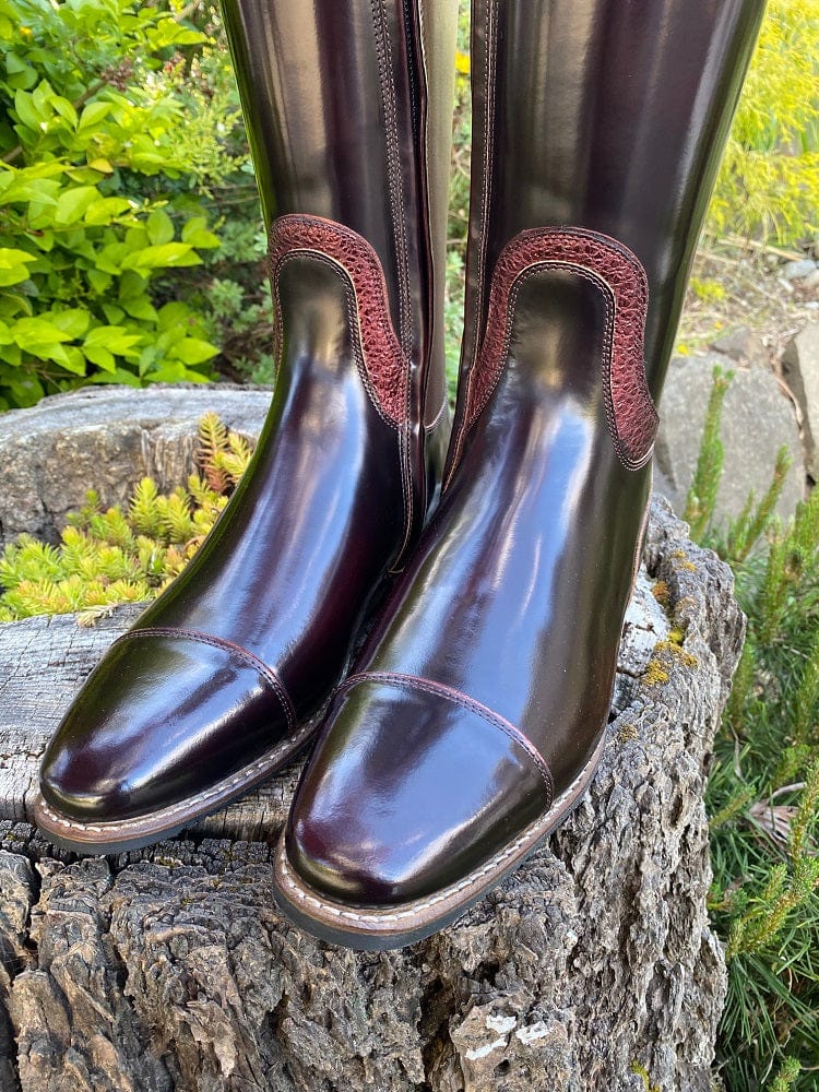 Custom DeNiro Bellini Dressage Boot - Burgundy Patent with Swarovski Rondine