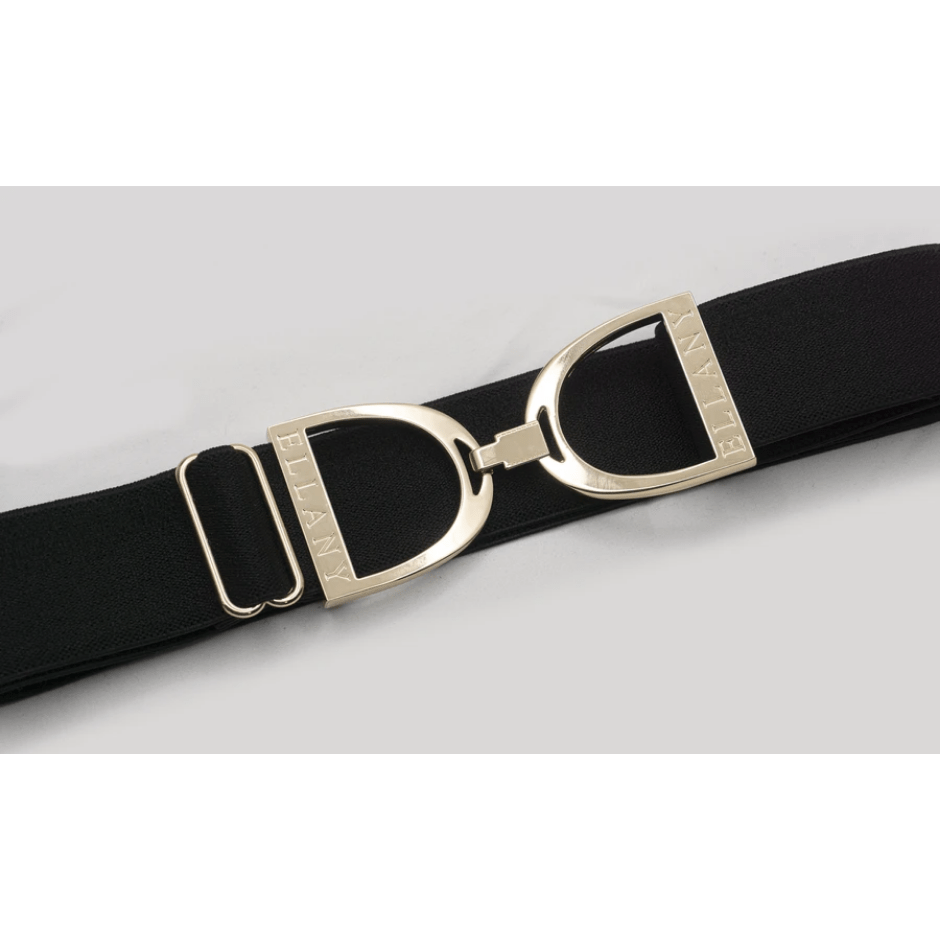 ellany 1.5" stirrup elastic belt - black and gold