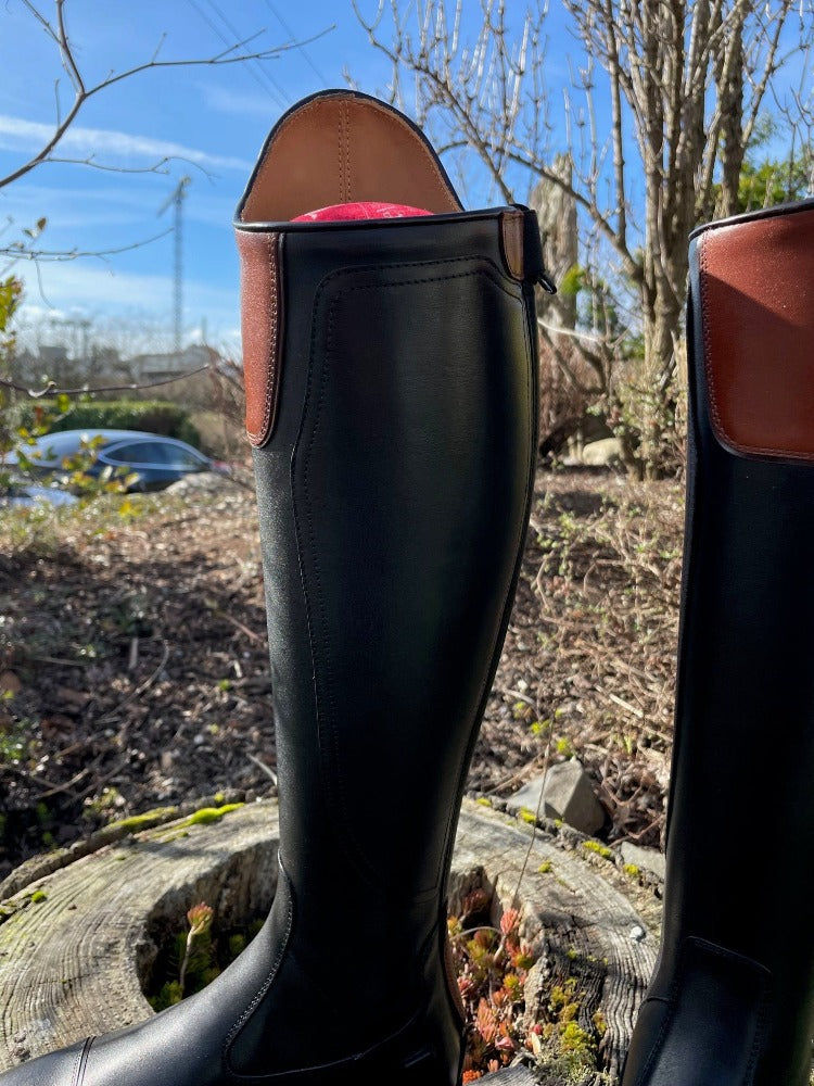 Custom DeNiro Dress Boot - Vintage Brandy Hunter Classic Top with Brushed Brown Piping