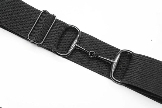 Ellany 1.5" Snaffle Elastic Belt - Black & Black