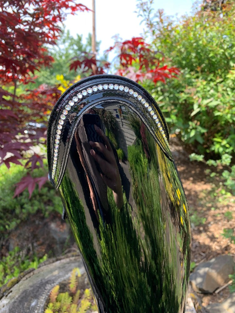 Custom DeNiro Bellini Dressage Boot - Black Patent with Patent & Swarovski Top