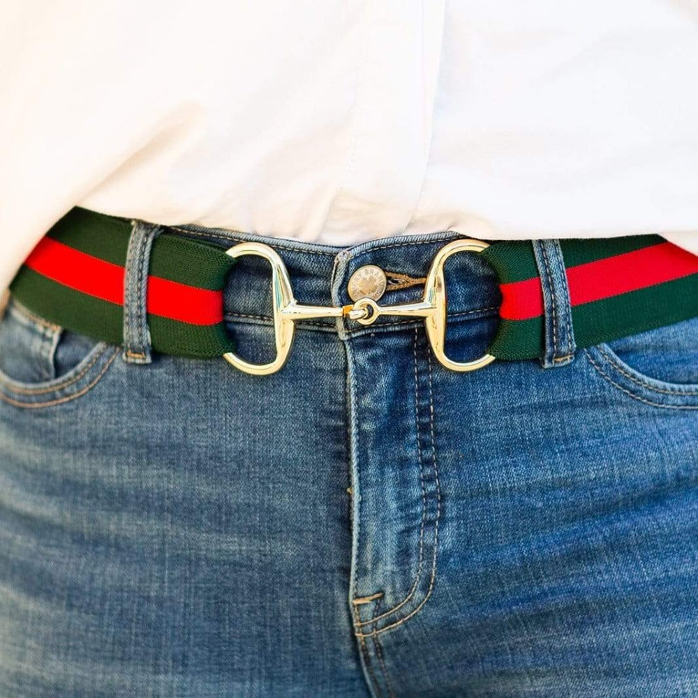 kingston red and green stripe ellany belt