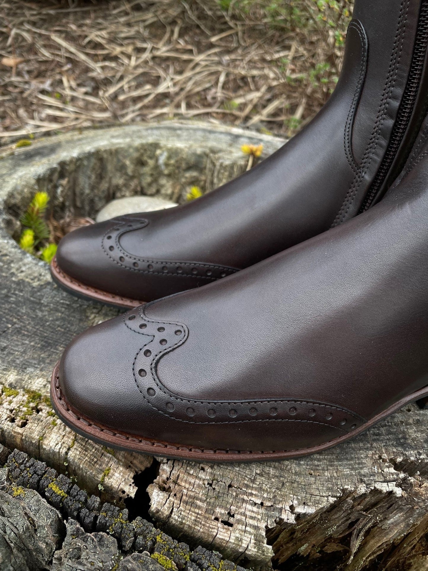 Custom DeNiro Bellini Dressage Boot - Vintage Brown with Punched Toe, Heel & Top