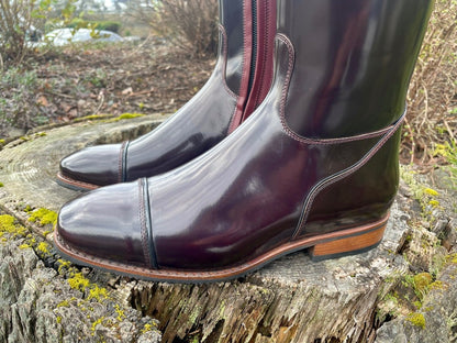 Custom DeNiro Raffaello Dressage Boot - Brushed Burgundy with Lucidi Blue Lisa Top & Fineline