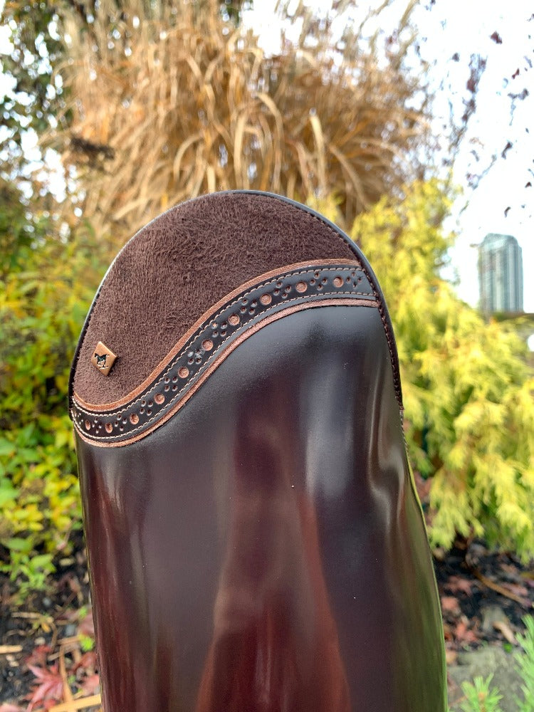 Custom DeNiro Bellini Dressage Boots - Brushed Brown with Camoscio Uptop & Luxory Metallic Piping