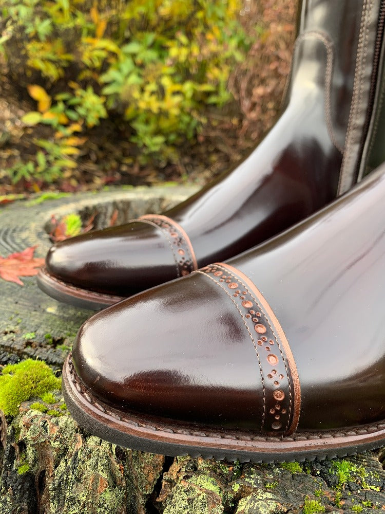 Custom DeNiro Bellini Dressage Boots - Brushed Brown with Camoscio Uptop & Luxory Metallic Piping