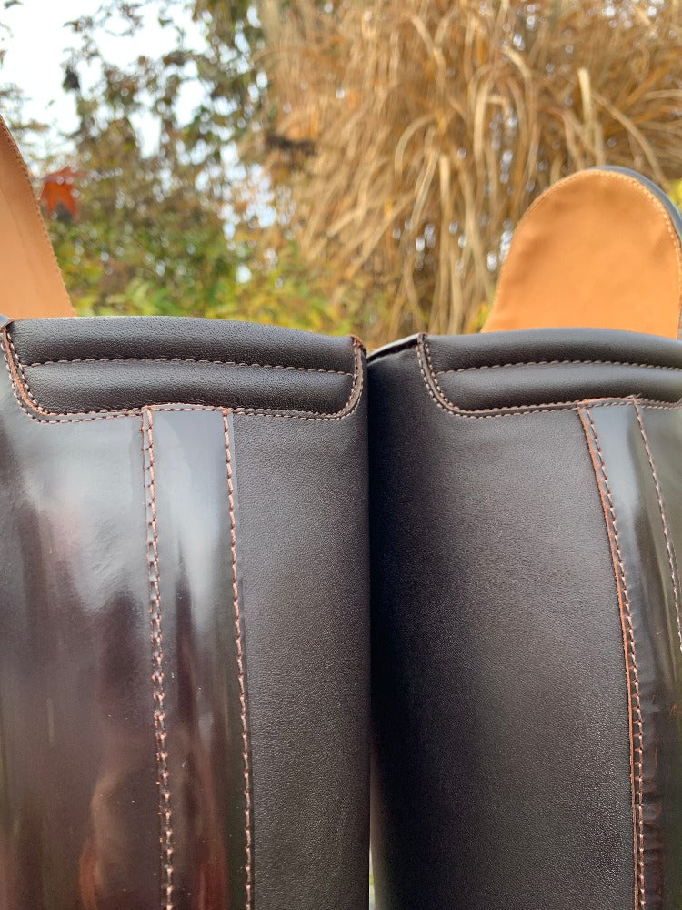 Custom DeNiro Bellini Dressage Boots - Brushed Brown with Camoscio Uptop & Luxory Metallic Piping