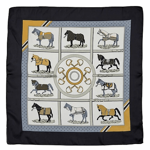 Satin Scarf - Horses in Blankets