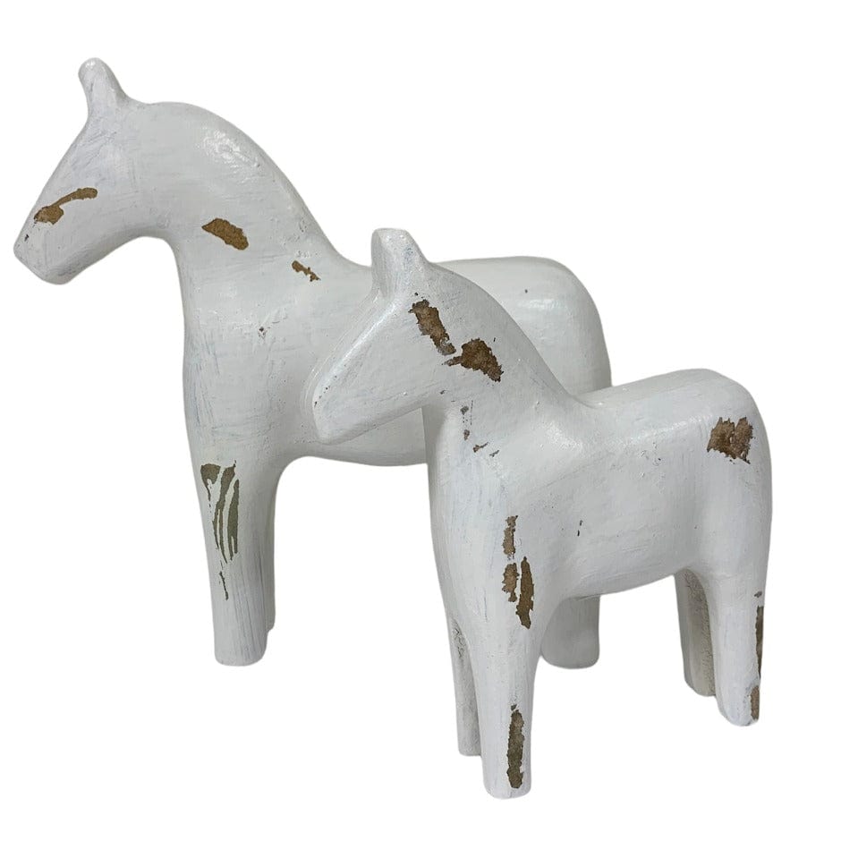 Rustic Wood Horse Figurine Set