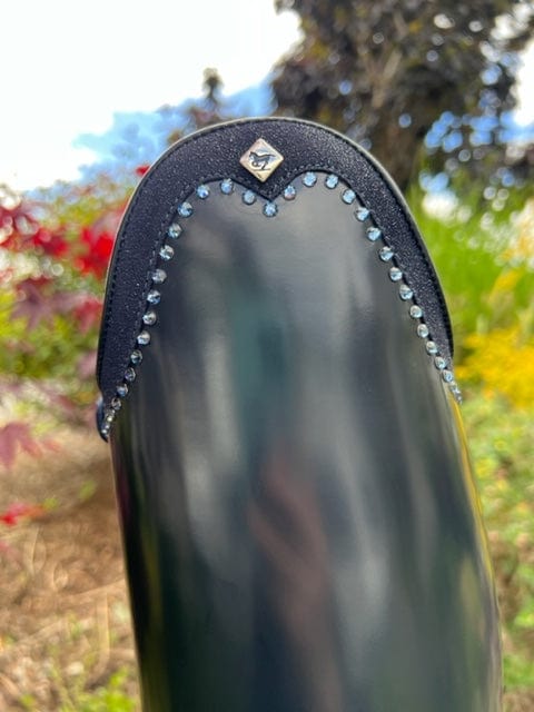 Custom DeNiro Bellini Dressage Boot - Brushed Blue with Navy Stardust Rondine & Swarovski