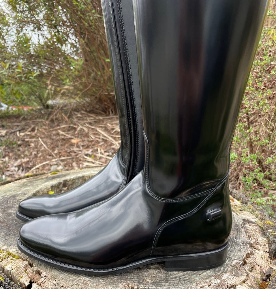Custom DeNiro Raffaello Dressage Boot - Brushed Black with Rondine Pearl & Gunmetal