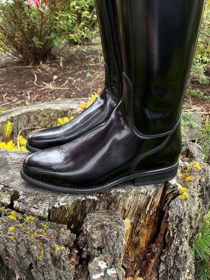 Custom DeNiro Bellini Dressage Boot - Brushed Black with Black Croc Rondine & Crystals