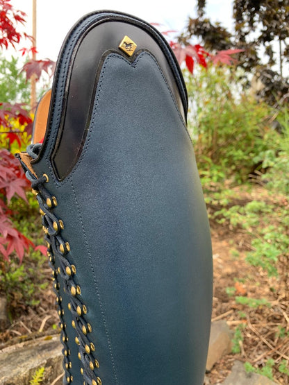 Custom DeNiro Botticelli Dressage Boot - Blue Oceano Calfskin & Brushed Navy Rondine Top