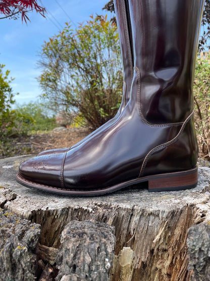 Custom DeNiro Bellini Dressage Boot - Brushed Brown with Brown Buongiorno Uptop & Punched Toe
