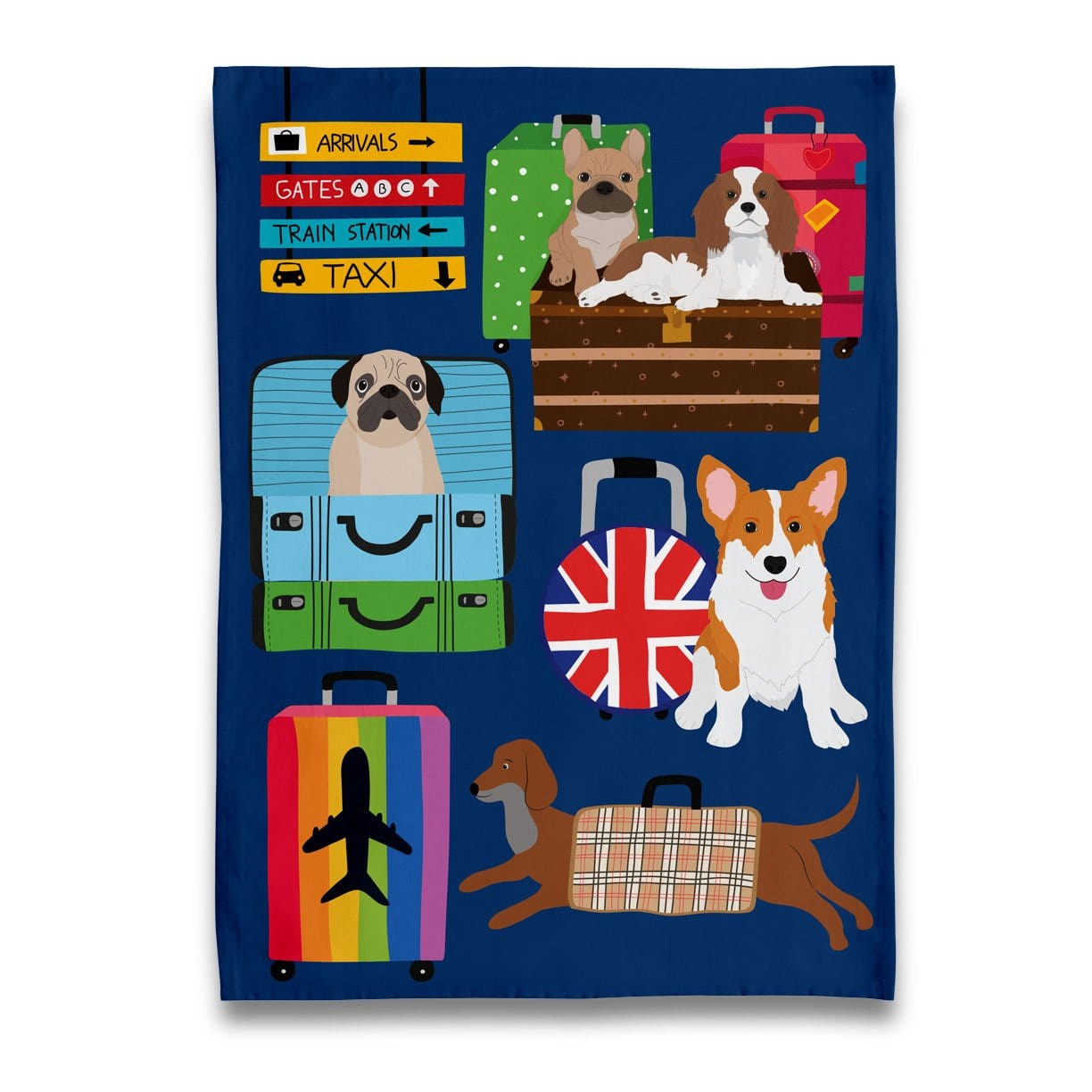 Travelling Pooches Tea Towel
