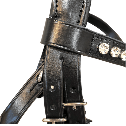 Otto Schumacher Bellevue Rolled Double Bridle Patent Croc Black - Horse