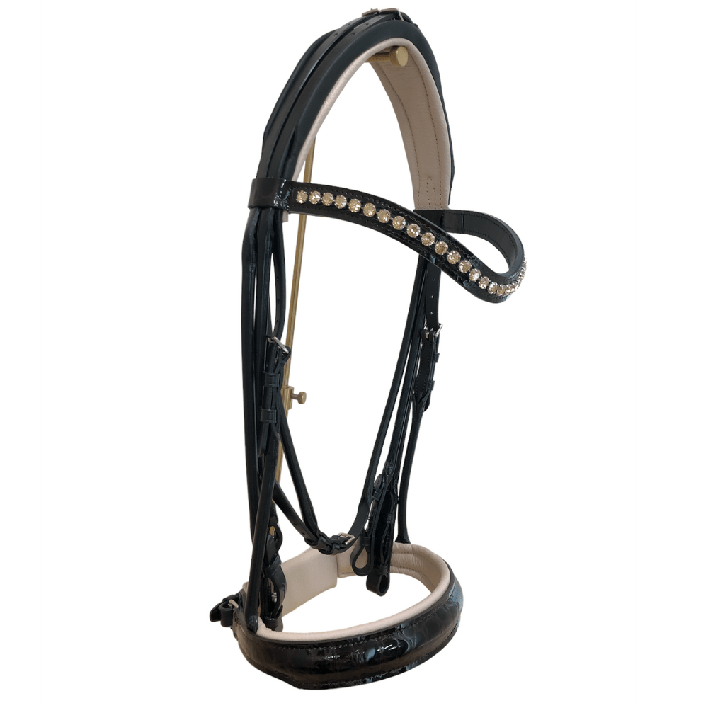 Otto Schumacher Munchen Feel Good Rolled Double Bridle with Brown Patent Animal Print - Horse